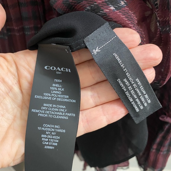 Coach Silk Red Plaid Asymmetrical Size 4 Mini Dress - Picture 9 of 10